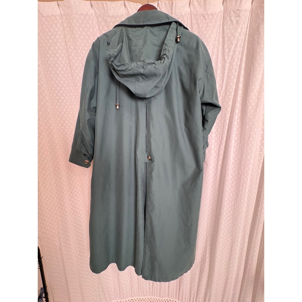 London Fog Forest Green Hooded Trench Coat with Removable Liner Small Reg - Picture 2 of 5